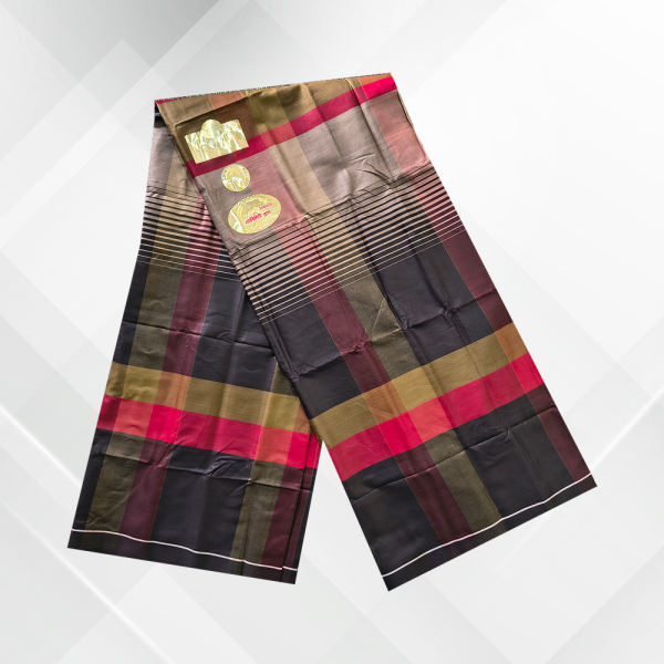 Green Color Stripe & Check Lungi - Showkhin ১০০% সুতি লুঙ্গি - সৌখিন