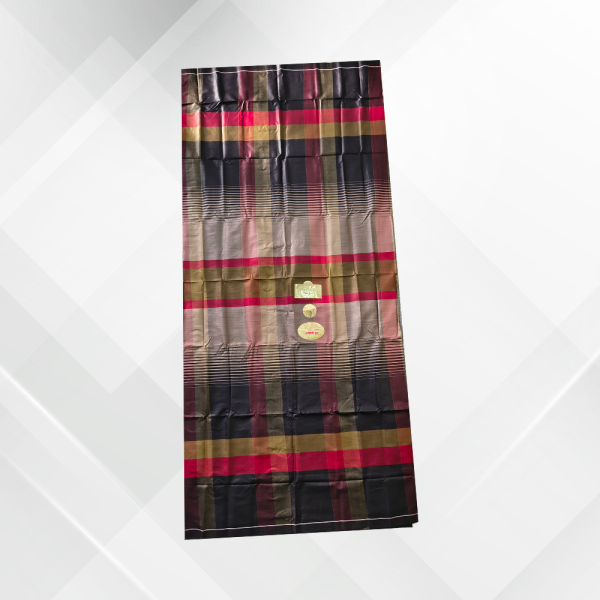 Green Color Stripe & Check Lungi - Showkhin ১০০% সুতি লুঙ্গি - সৌখিন